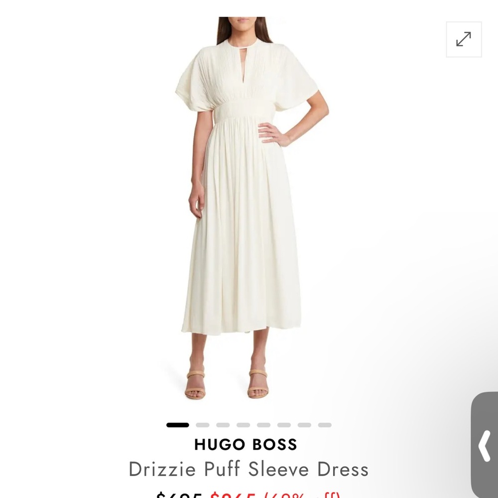 HUGO BOSS Cream Drizzie Puff Sleeve Dress